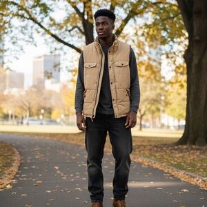 Like New American Stitch Men's Tan Puffer Vest